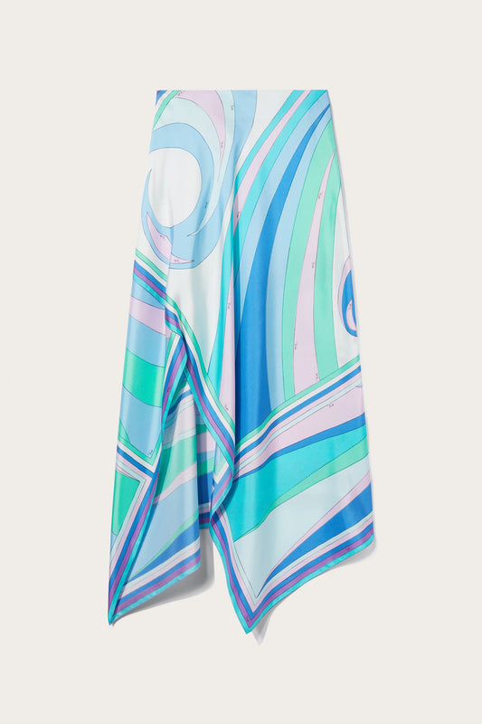 Cigni-Print Silk-Twill Skirt