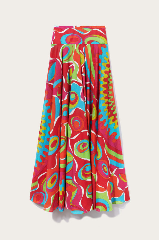 Bersaglio-Print Cotton Long Skirt