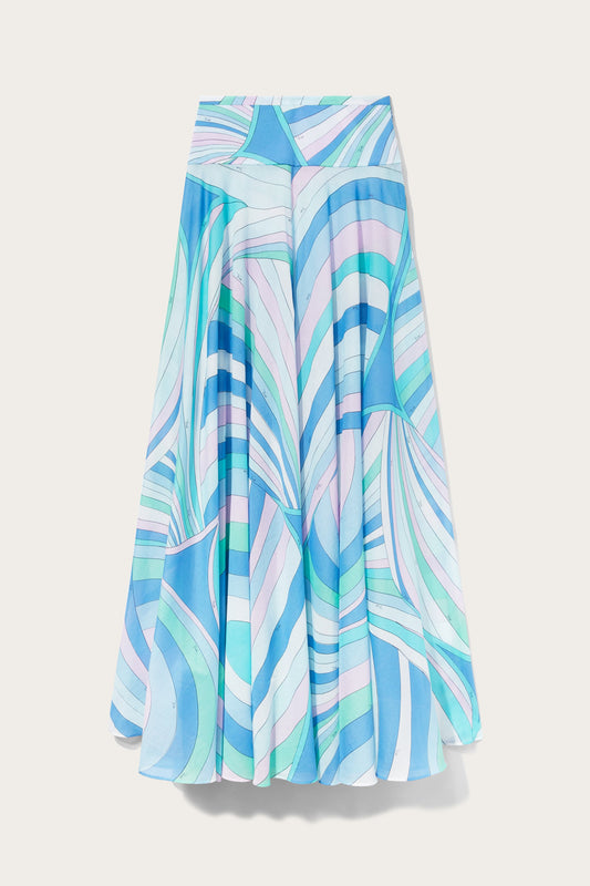 Iride-Print Cotton Long Skirt