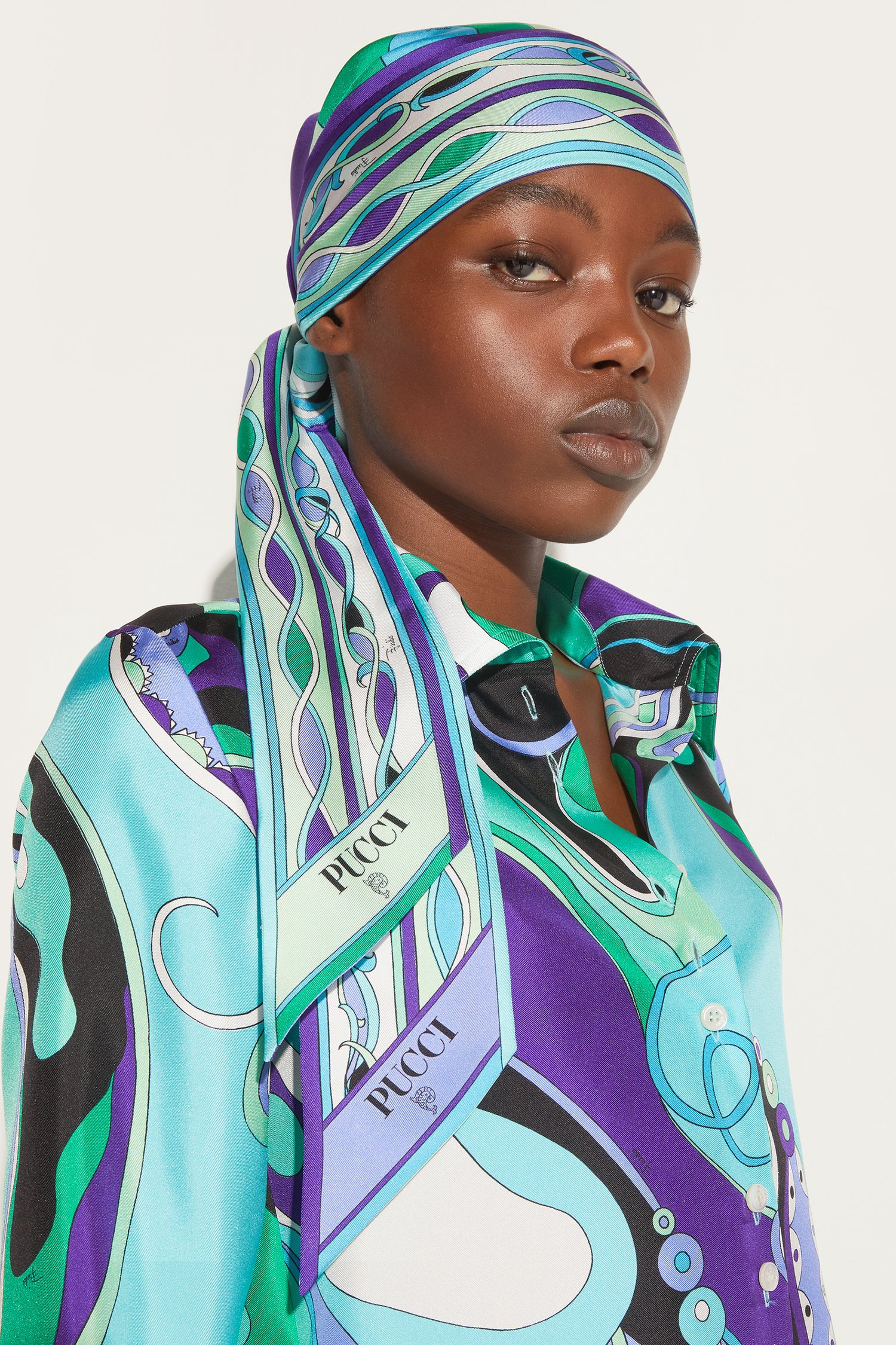 Silk Twill Custom Printed Scarves Iride Print Silk-Twill Scarf