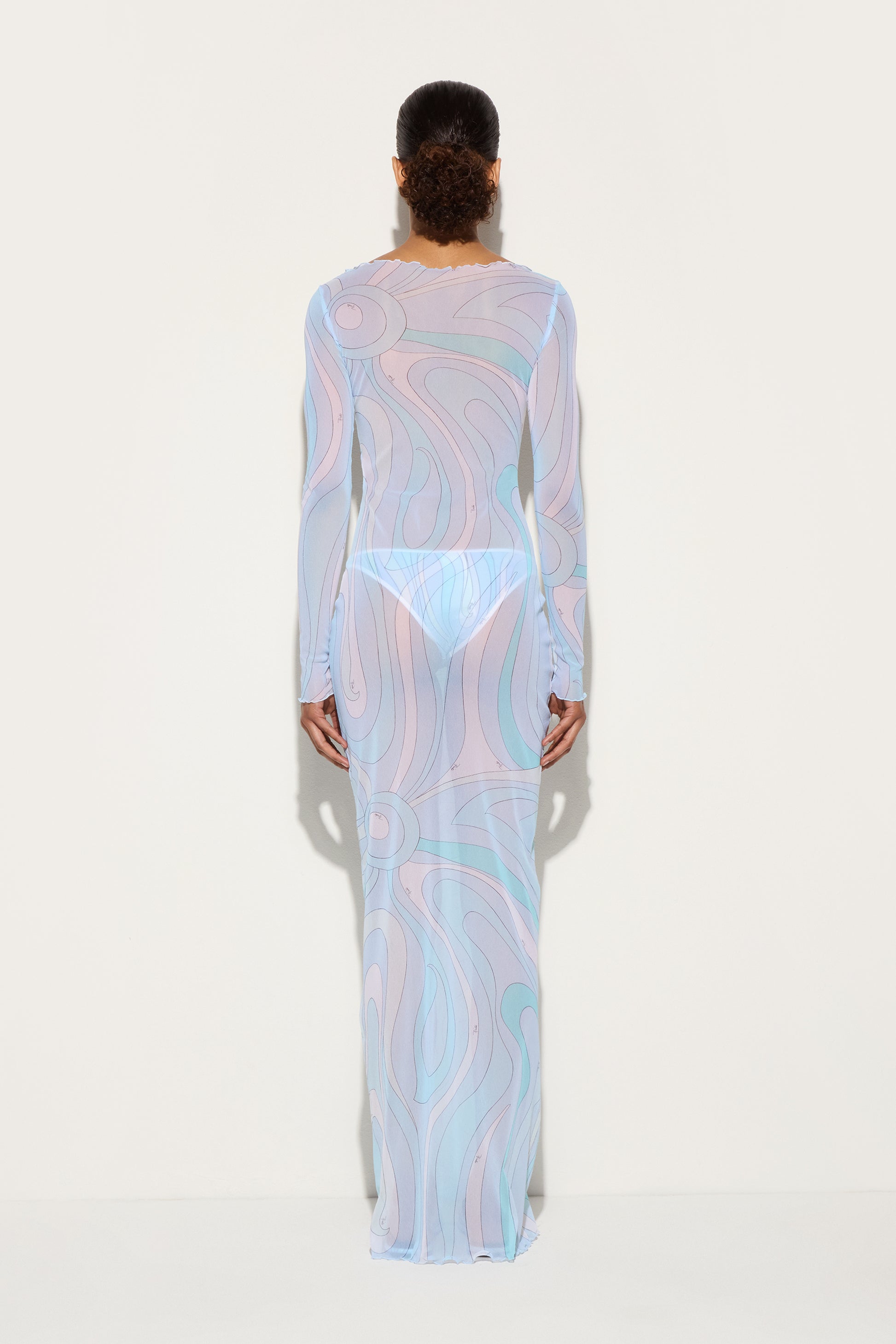 Pucci - Marmo Print Tulle Long Dress - Size: 48 - Aqua - Marmo Collection Pucci - Marmo Print Tulle Long Dress - Size: 48 - Aqua - Marmo Collection