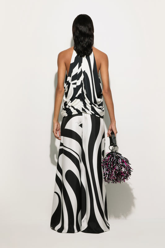 Top a Collo Alto in Stampa Marmo