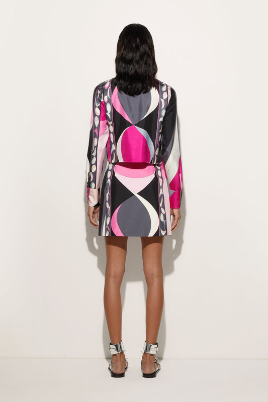 Pesci Print Cropped Silk Shirt View 4 - Pucci