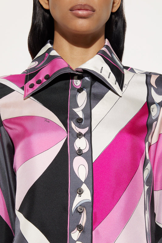 Pesci Print Cropped Silk Shirt View 5 - Pucci