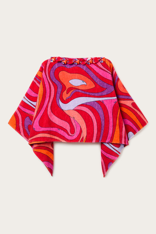 Blusa a Mantella in Stampa Marmo