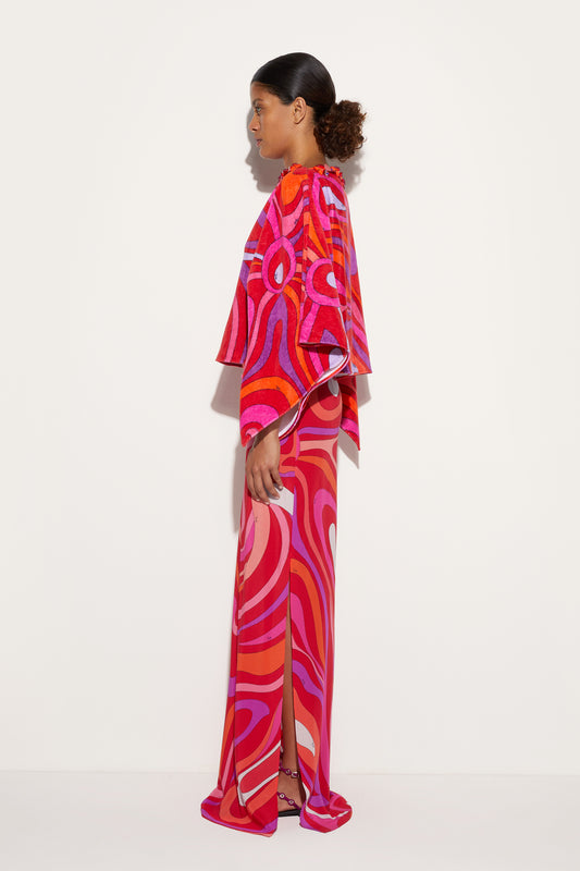 Blusa a Mantella in Stampa Marmo