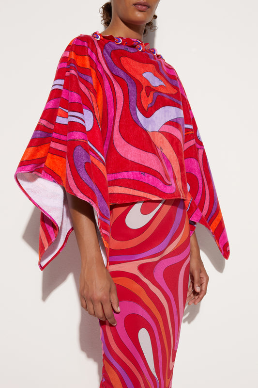 Blusa a Mantella in Stampa Marmo