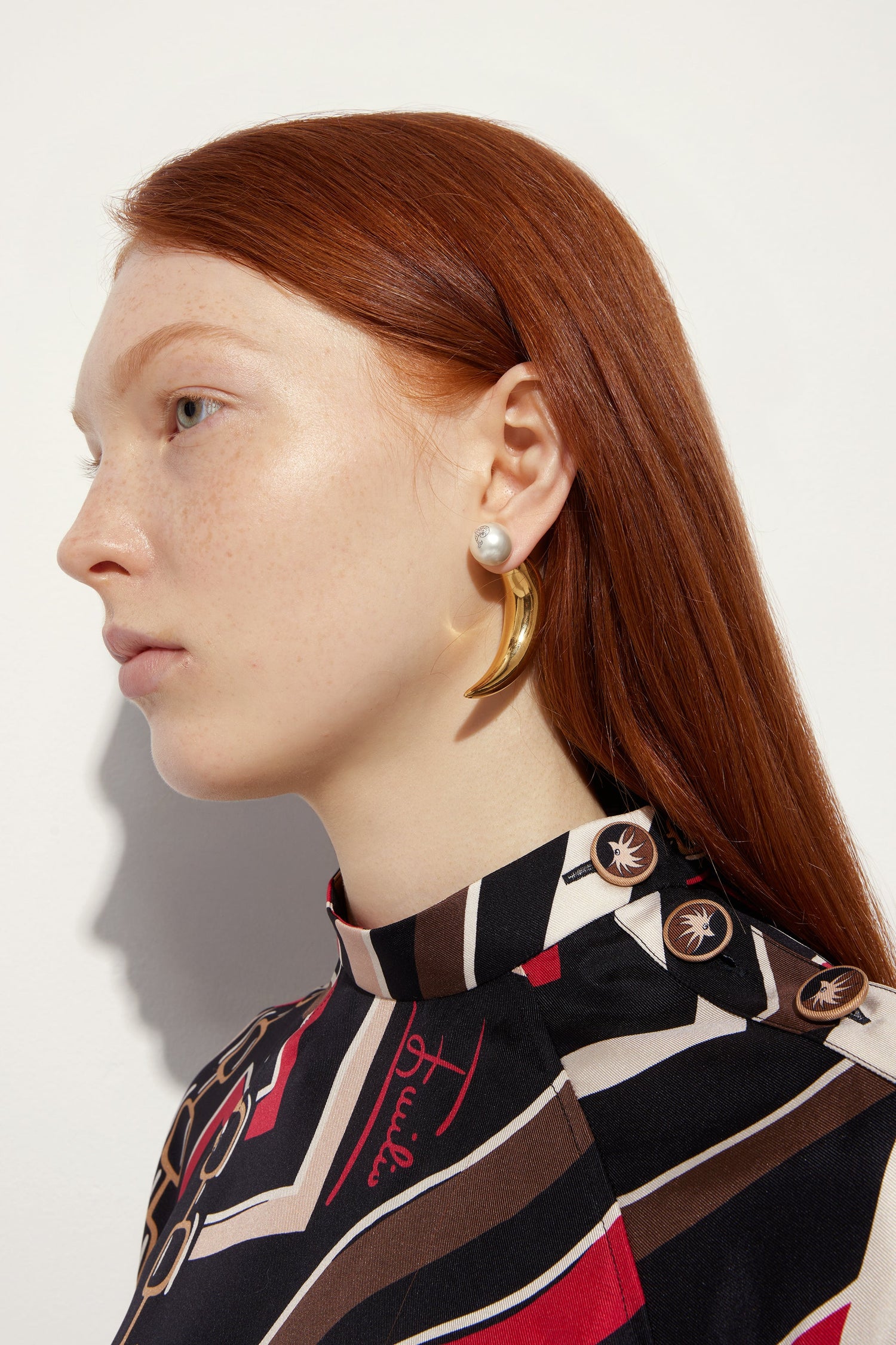 Horn Earrings with Pearl