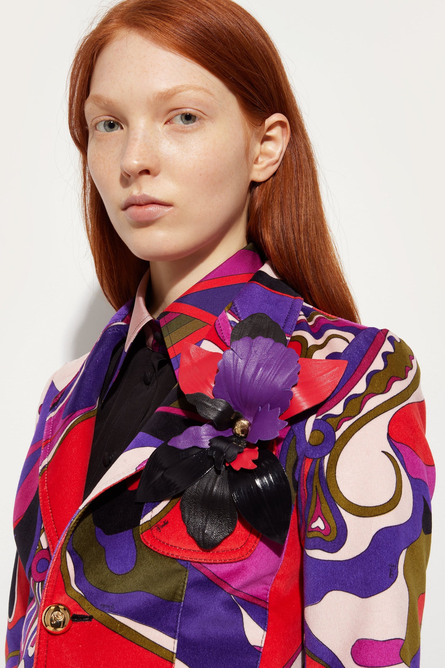 Leather Flower Brooch