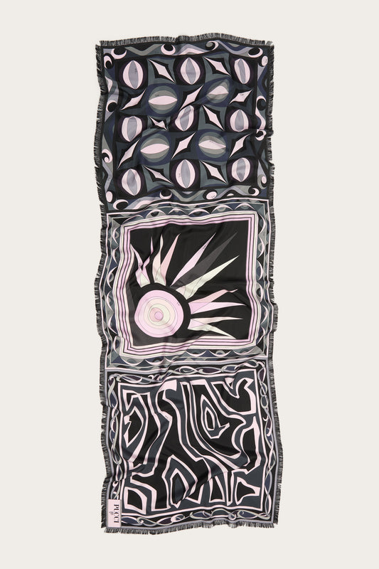 Stola Sfrangiata in Stampa Hawaii e Labirinto