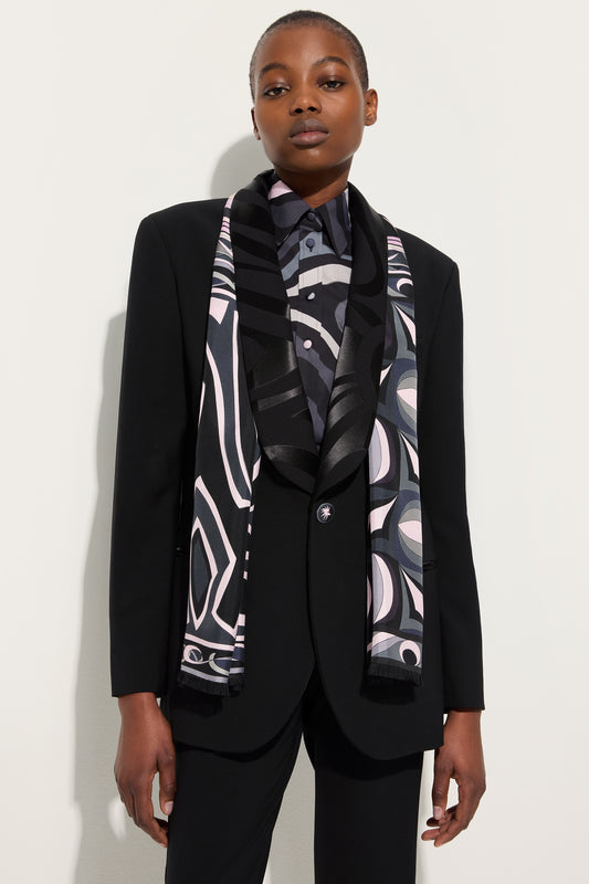 Stola Sfrangiata in Stampa Hawaii e Labirinto