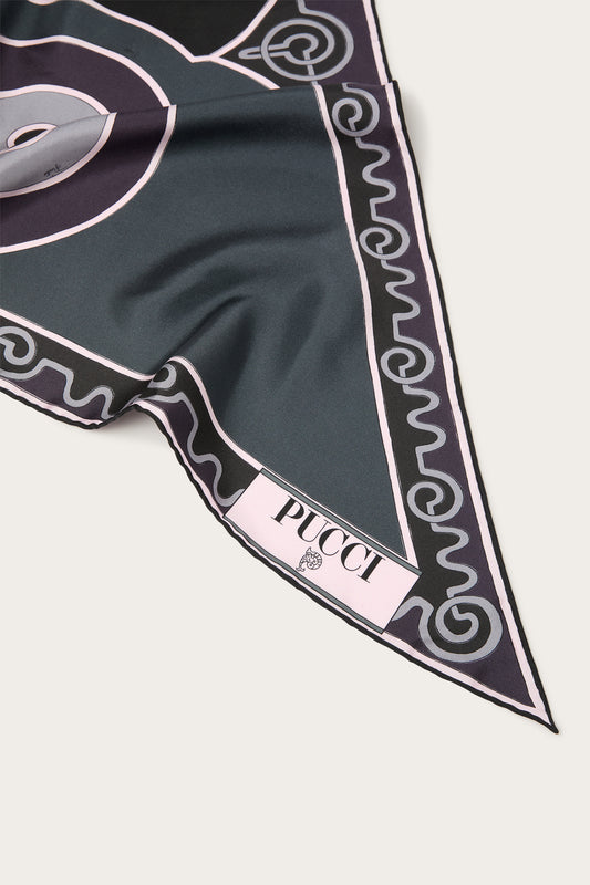 Foulard a Triangolo in Seta in Stampa Astro