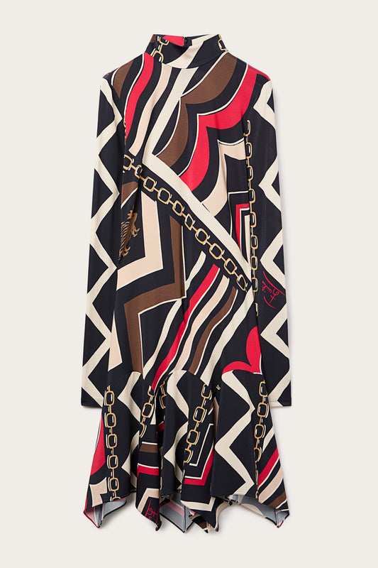 Istrice Print Satin Jersey Dress