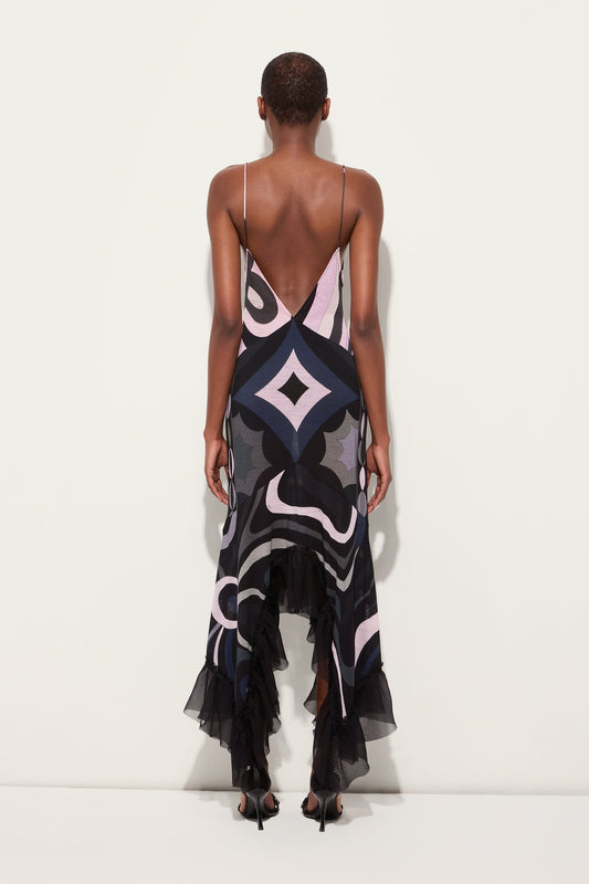 Iride Print V-neck Dress