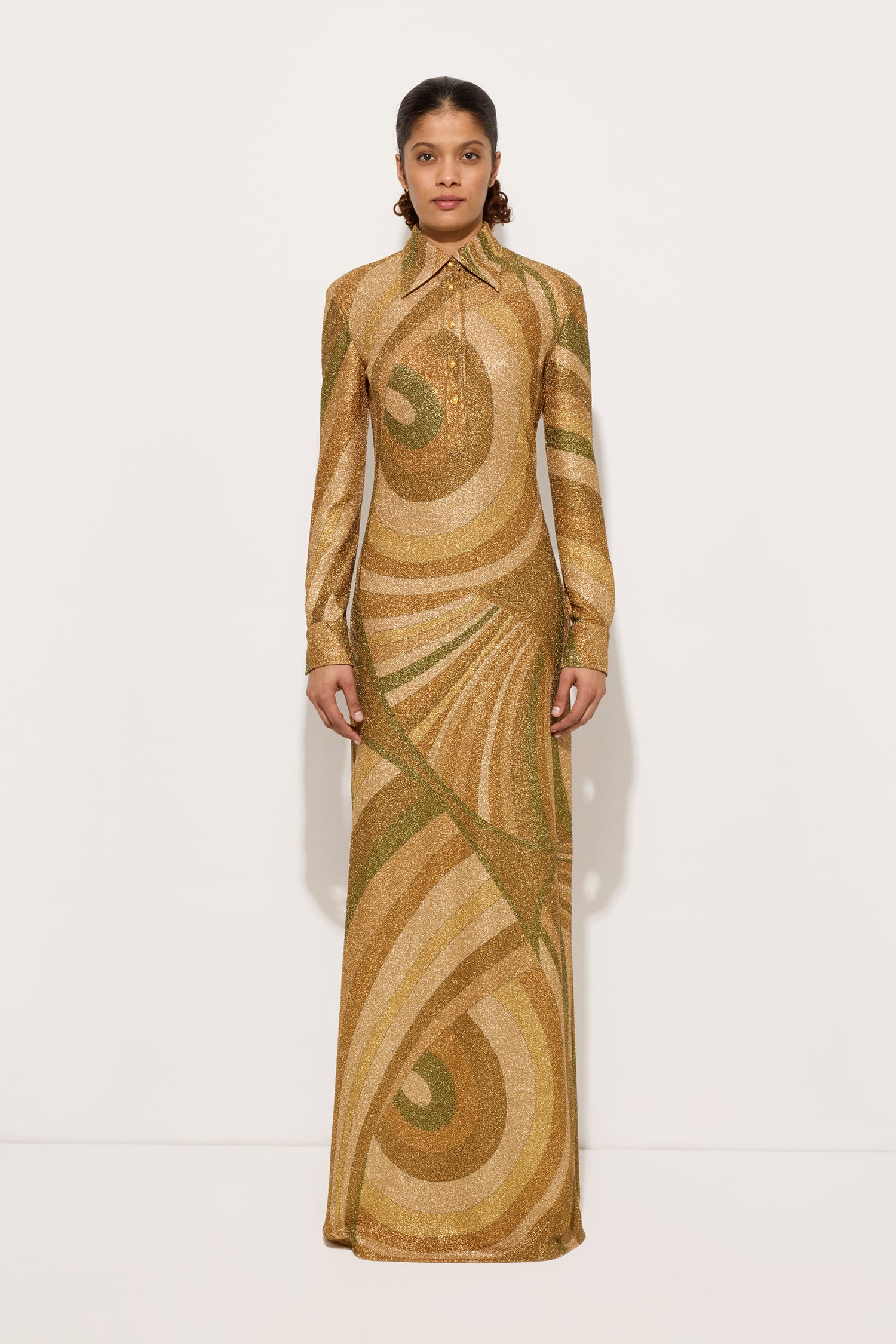 Iride Print Jersey Lamé Dress