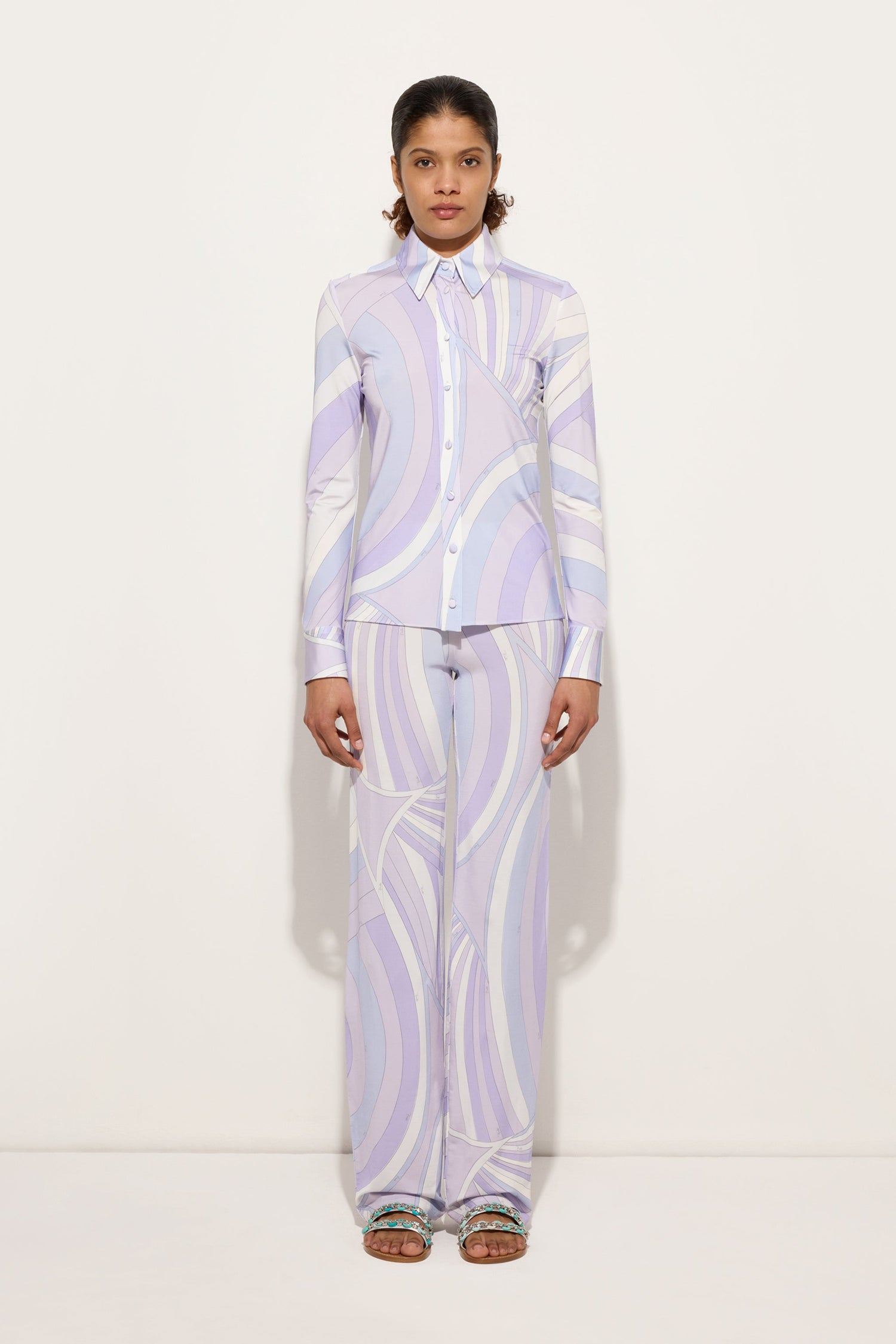 Iride Print Satin Jersey Shirt