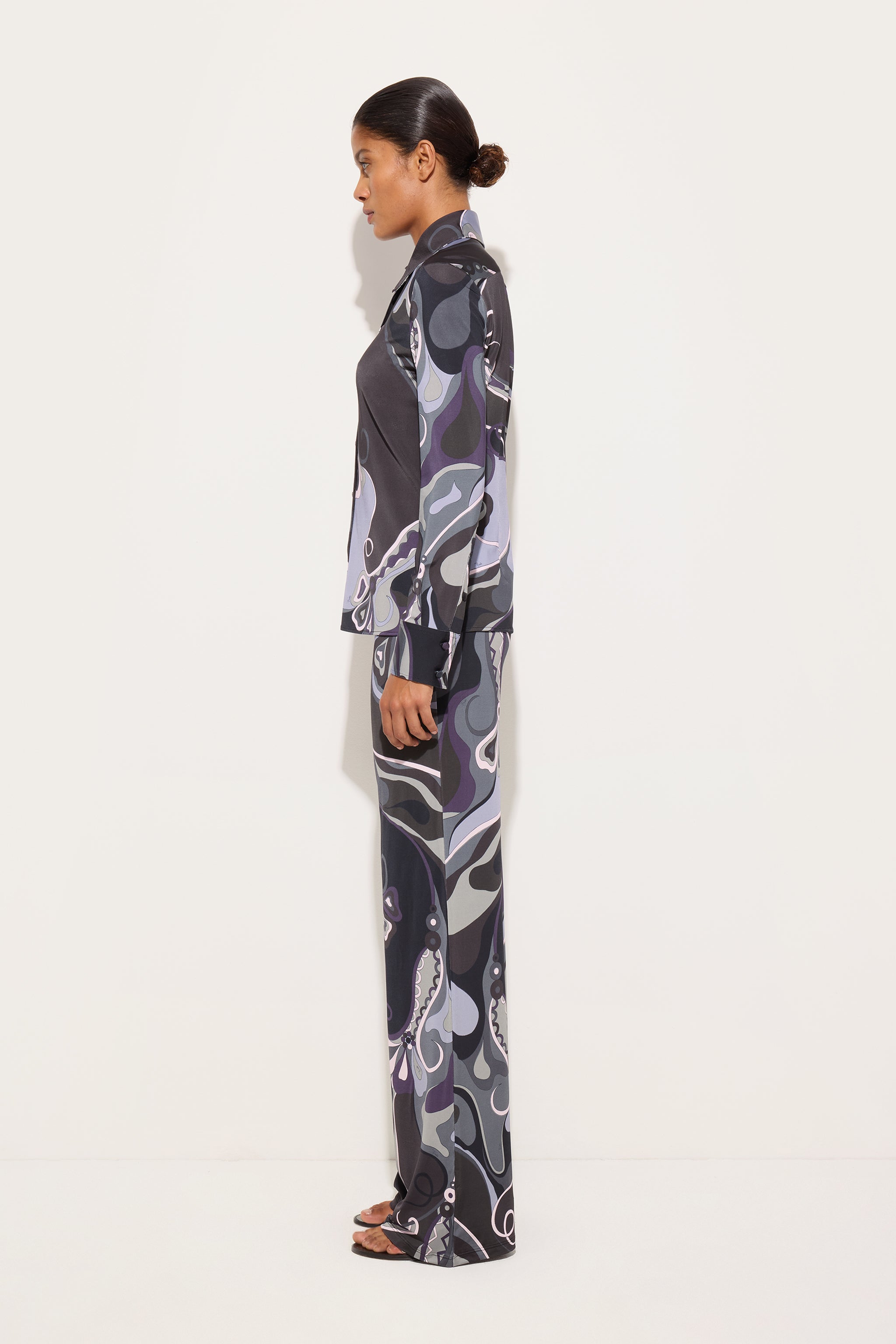 Orchidee Print Satin Jersey Shirt – PUCCI Online Store