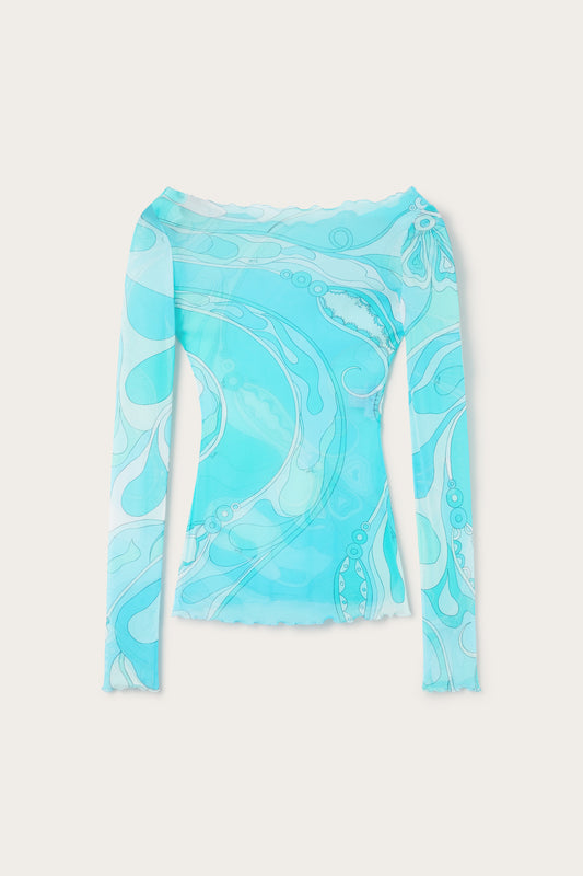 Orchidee Print Tulle Top