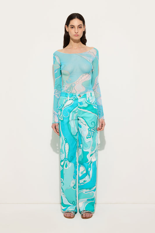 Orchidee Print Tulle Top