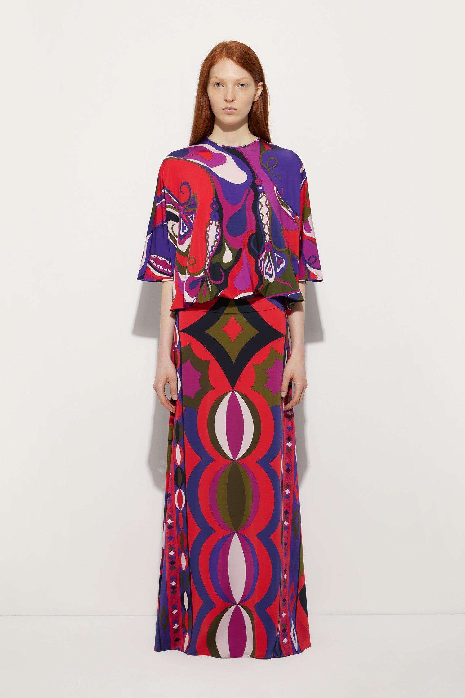 Orchidee Print Cape Blouse