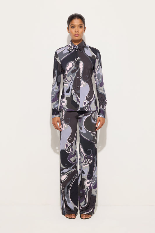 Orchidee Print Straight Trousers