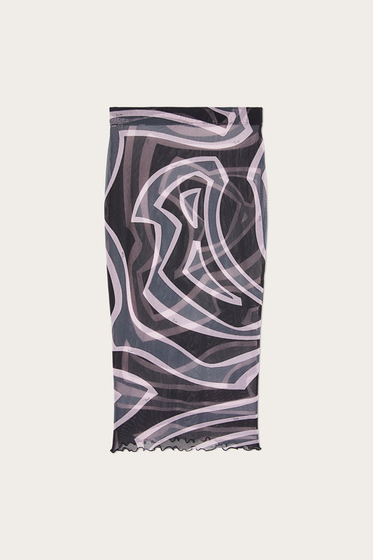 Labirinto Print Midi Skirt in tulle