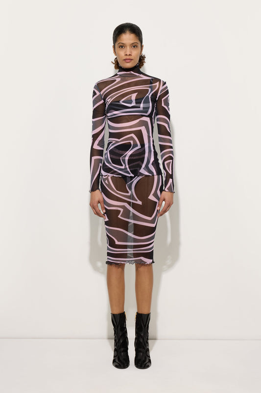 Labirinto Print Midi Skirt in tulle