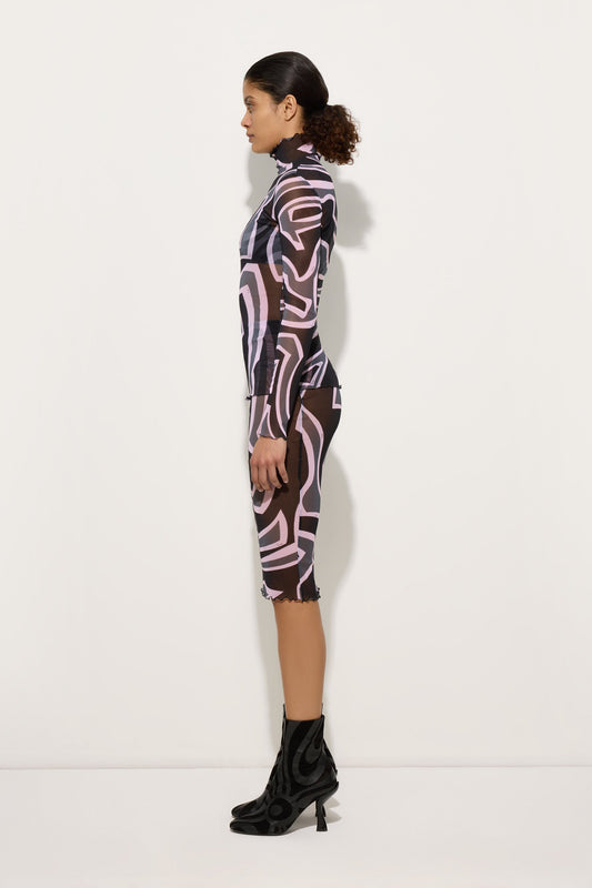 Labirinto Print Midi Skirt in tulle