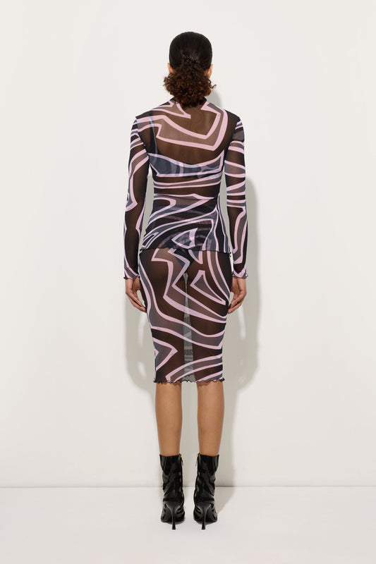 Labirinto Print Midi Skirt in tulle