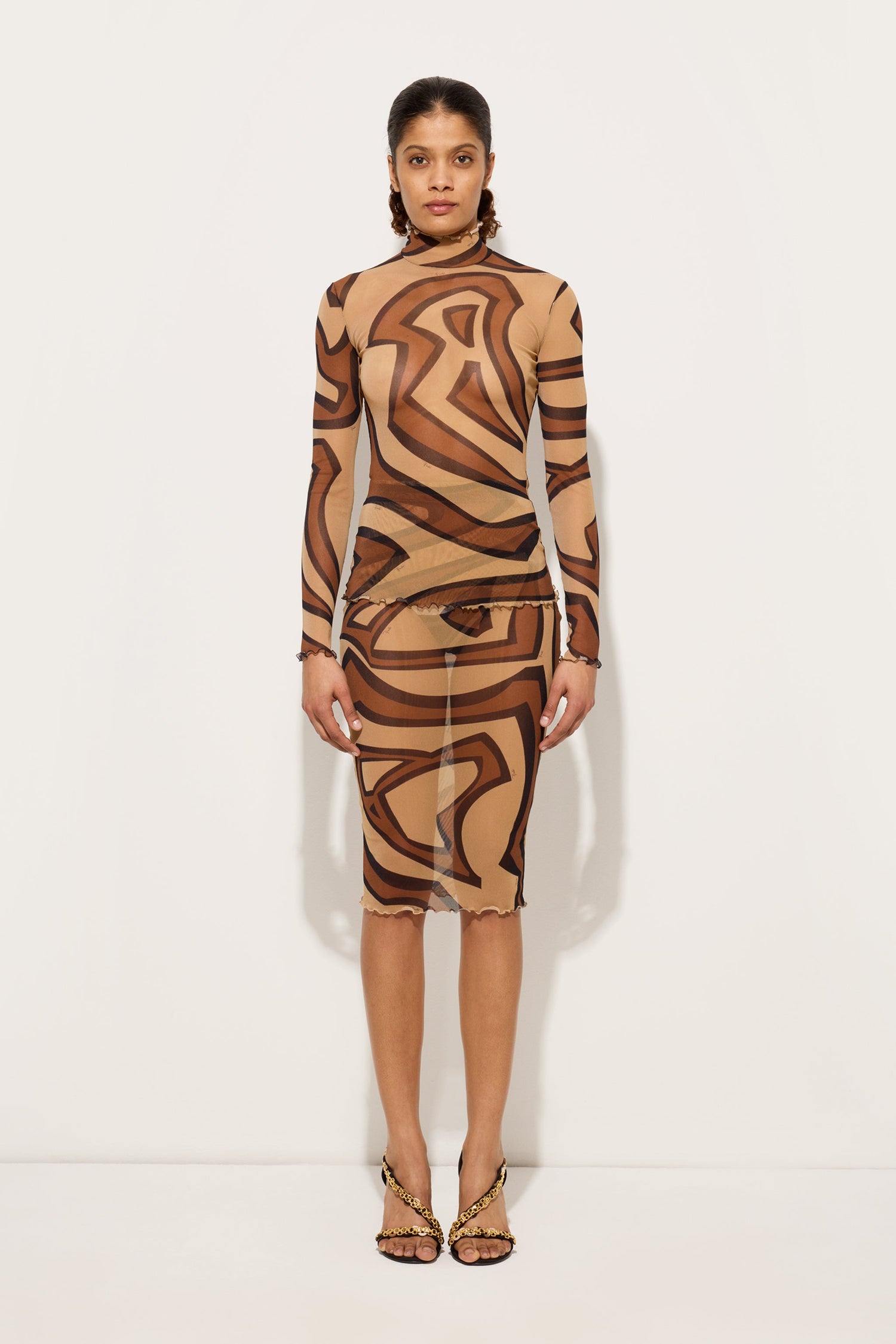 Labirinto Print Midi Skirt in Tulle