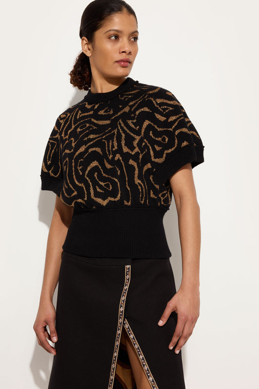 Jacquard Lurex Top with Labirinto Pattern