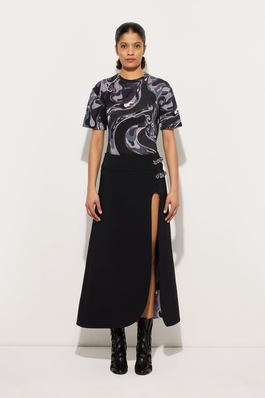 Orchidee Print Oversized Wool T-shirt