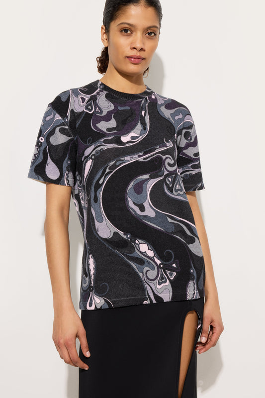 Orchidee Print Oversized Wool T-shirt