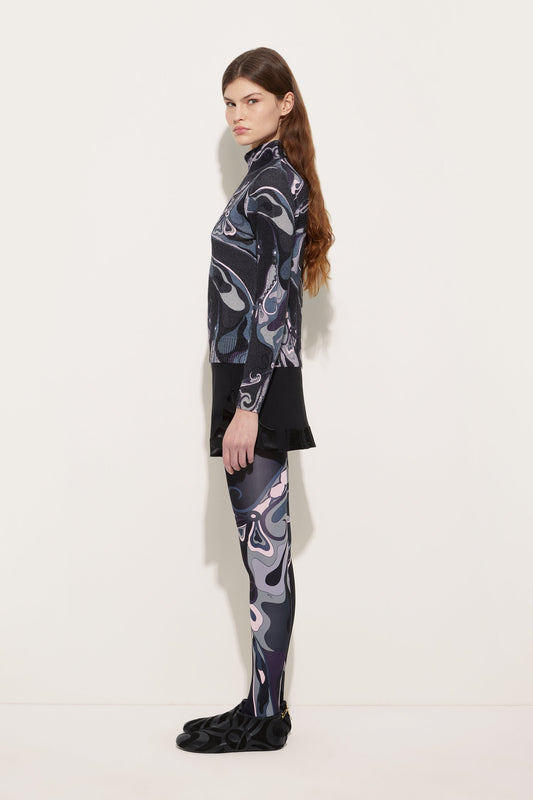 Orchidee Print High Neck Sweater in Wool