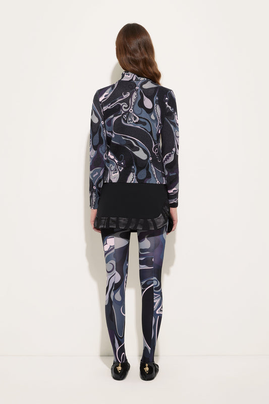 Orchidee Print High Neck Sweater in Wool