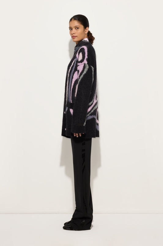 Oversized Cardigan with Marmo Inlay