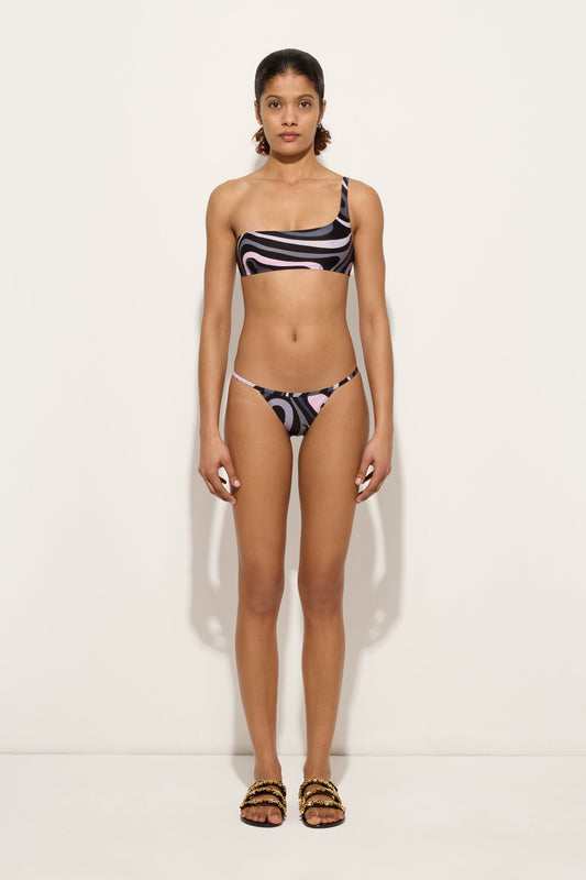 Marmo Print Asymmetrical Bikini Top