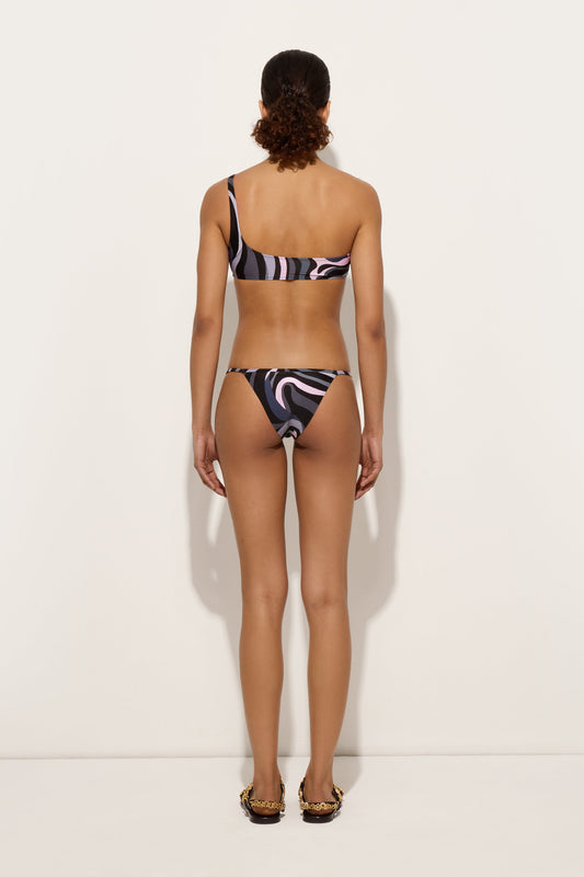 Marmo Print Asymmetrical Bikini Top