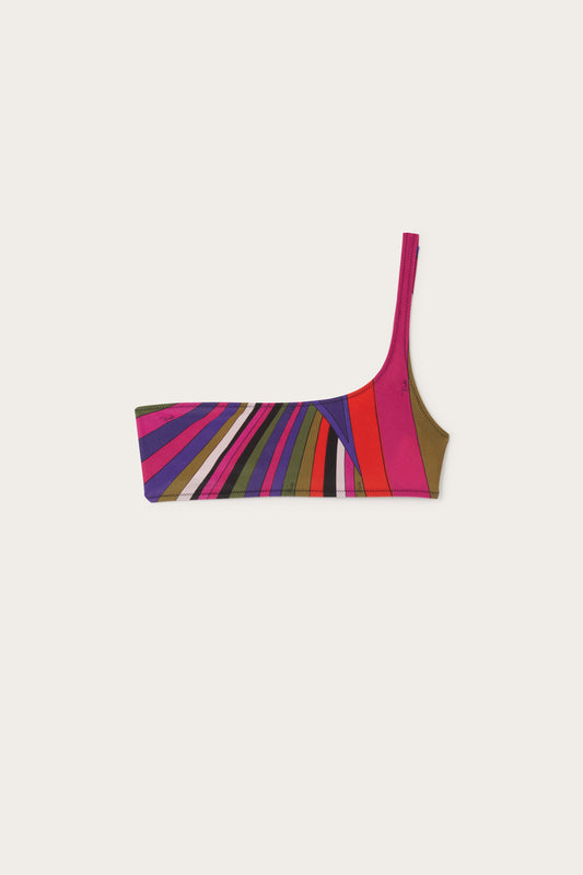 Iride Print One shoulder Bikini Top