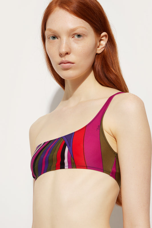 Iride Print One shoulder Bikini Top