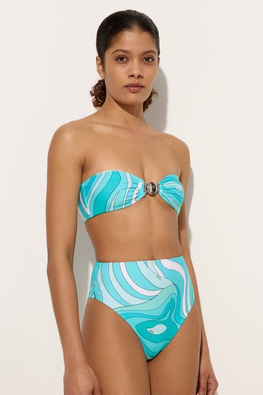Marmo Print Bandeau Bikini Top