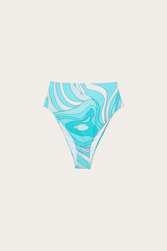 Marmo Print High-Waisted Bikini Bottom