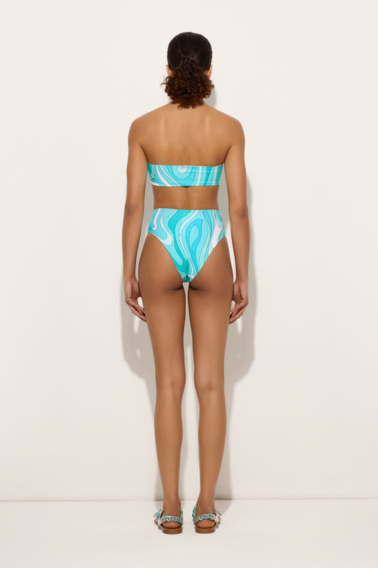 Marmo Print High-Waisted Bikini Bottom