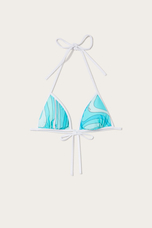 Marmo Print Triangle Bikini Top