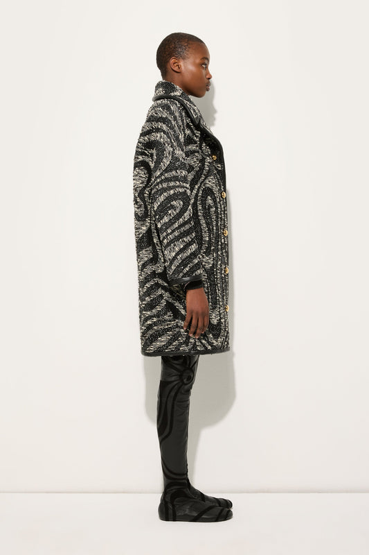Tweed Coat with Marmo Pattern