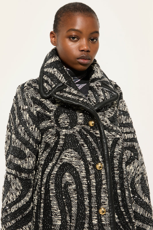 Tweed Coat with Marmo Pattern