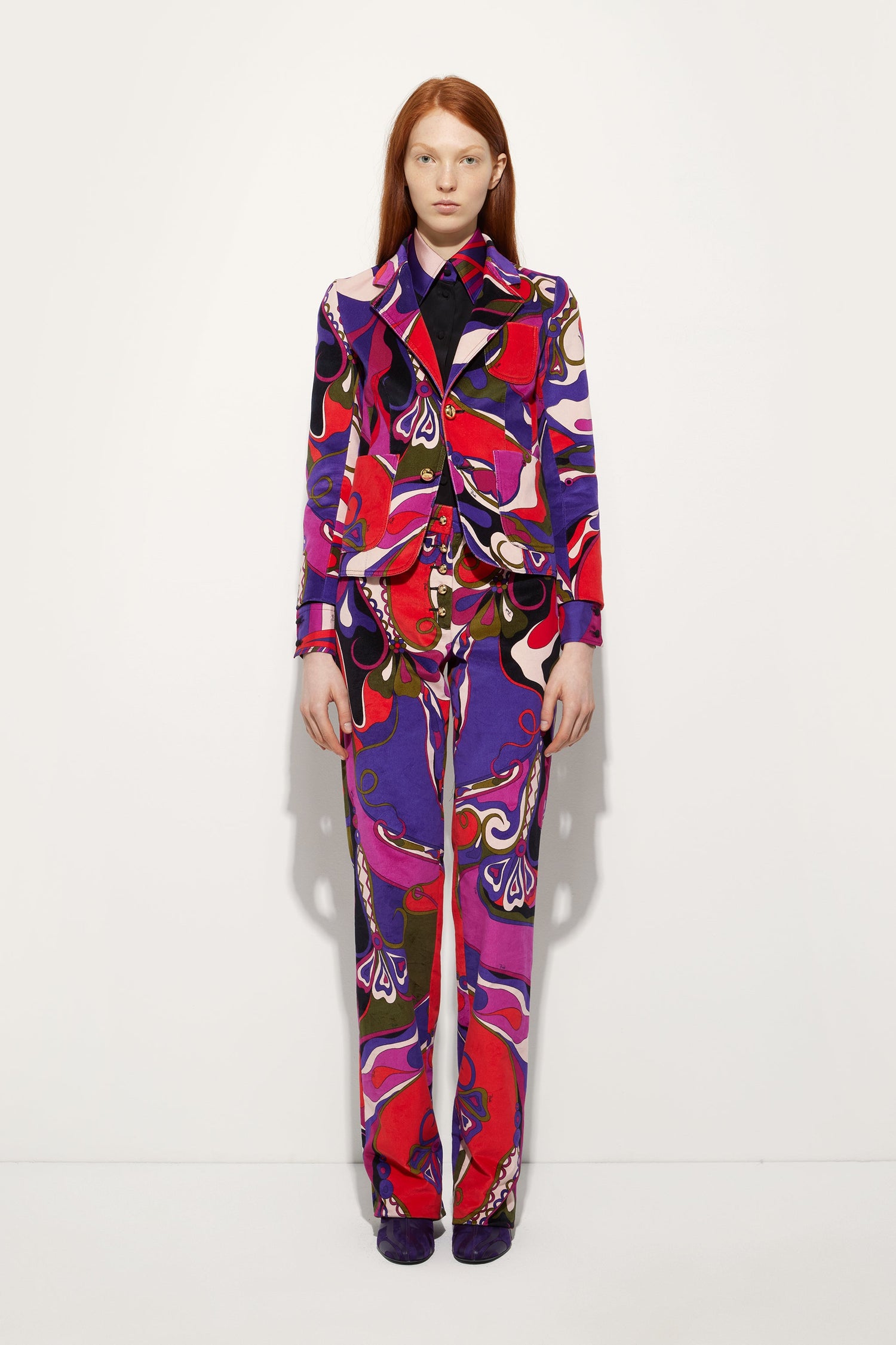 Orchidee Print Velvet Jacket