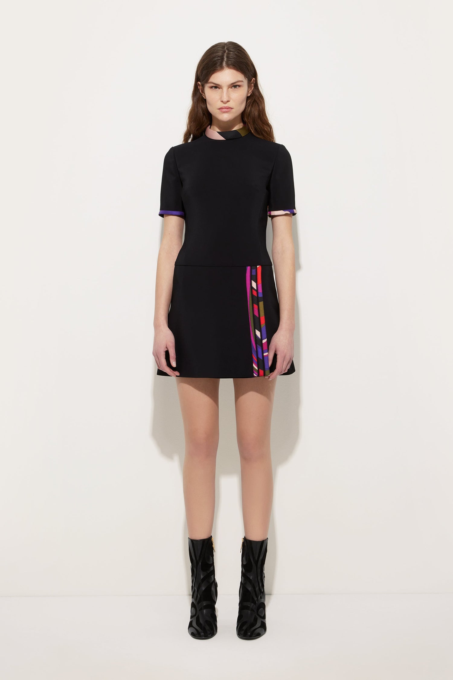 Flared Dress with Printed Details