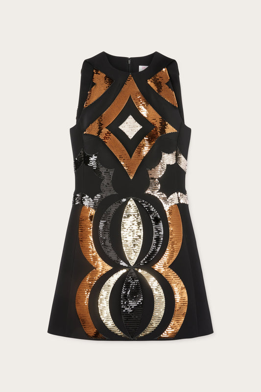 Sleeveless Dress with Collane Embroidery