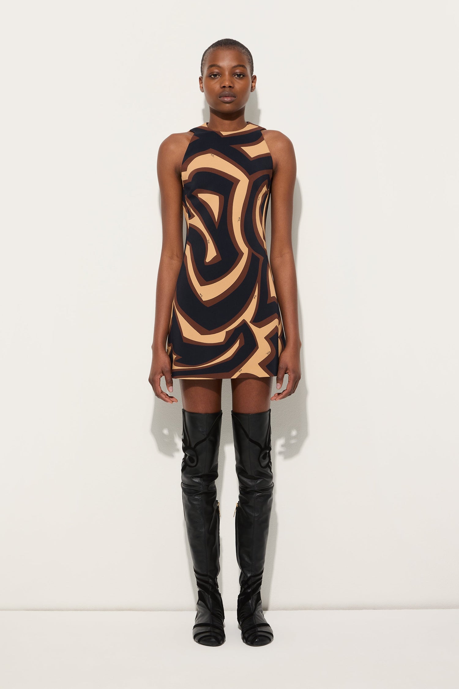 Abito a Trapezio in Stampa Labirinto